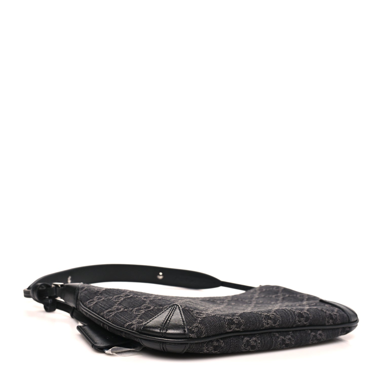 Gucci Jacquard Black Denim GG Monogram Horsebit Slim Small Shoulder Bag Black Grey 4 of 10