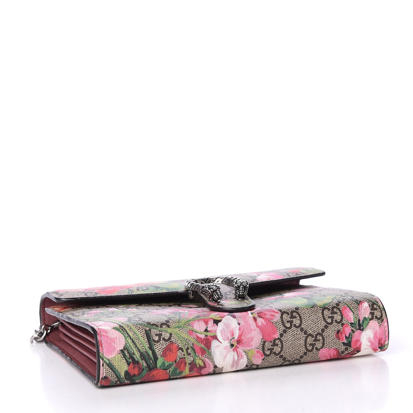 GG Supreme Monogram Blooms Mini Dionysus Chain Wallet Beige Multicolor Dry Rose