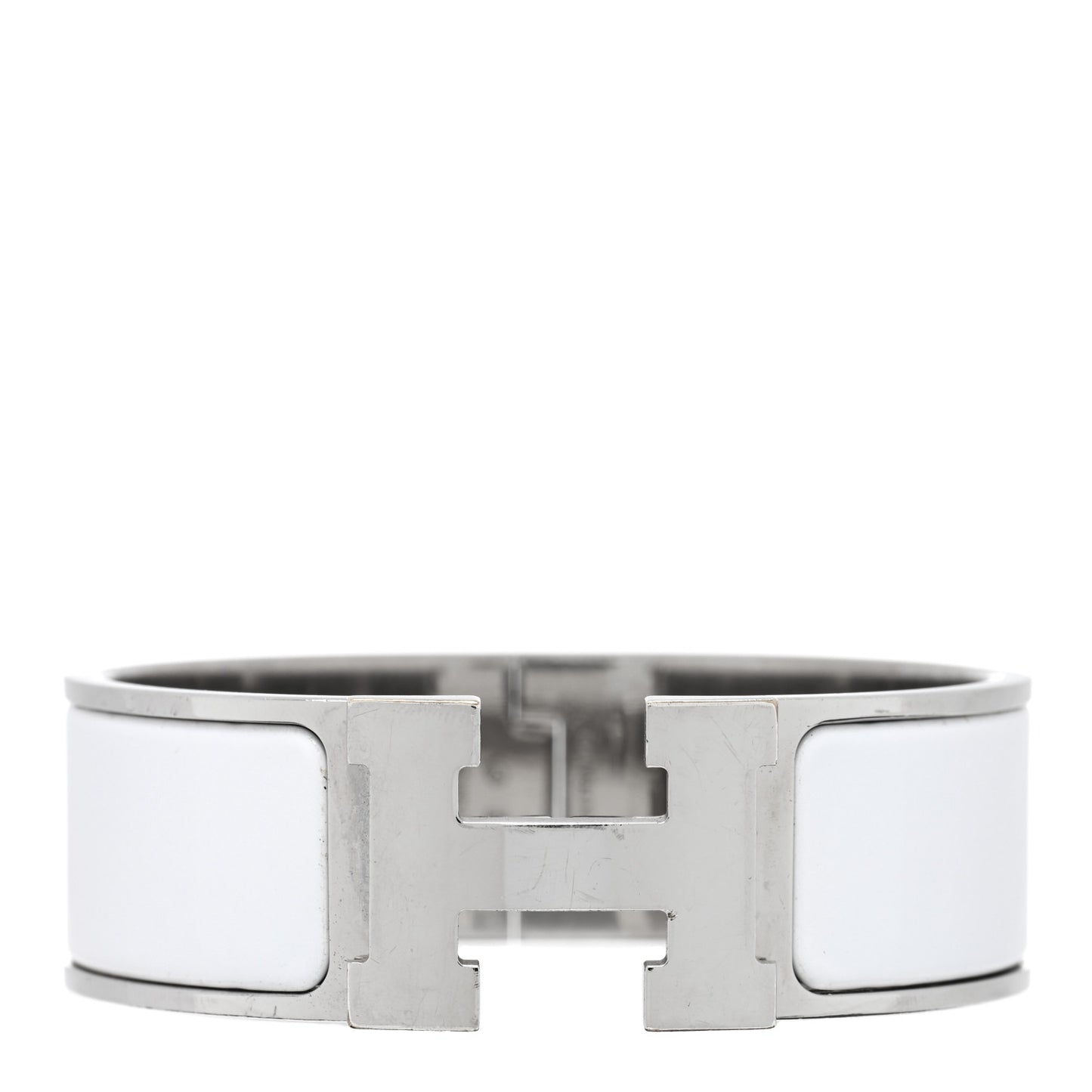 Enamel Wide Clic Clac H Bracelet PM White