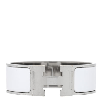 Hermes Enamel Wide Clic Clac H Bracelet PM White 1 of 3