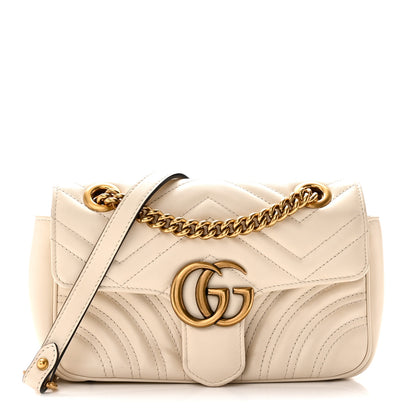 Gucci Calfskin Matelasse Mini GG Marmont Shoulder Bag White 1 of 10