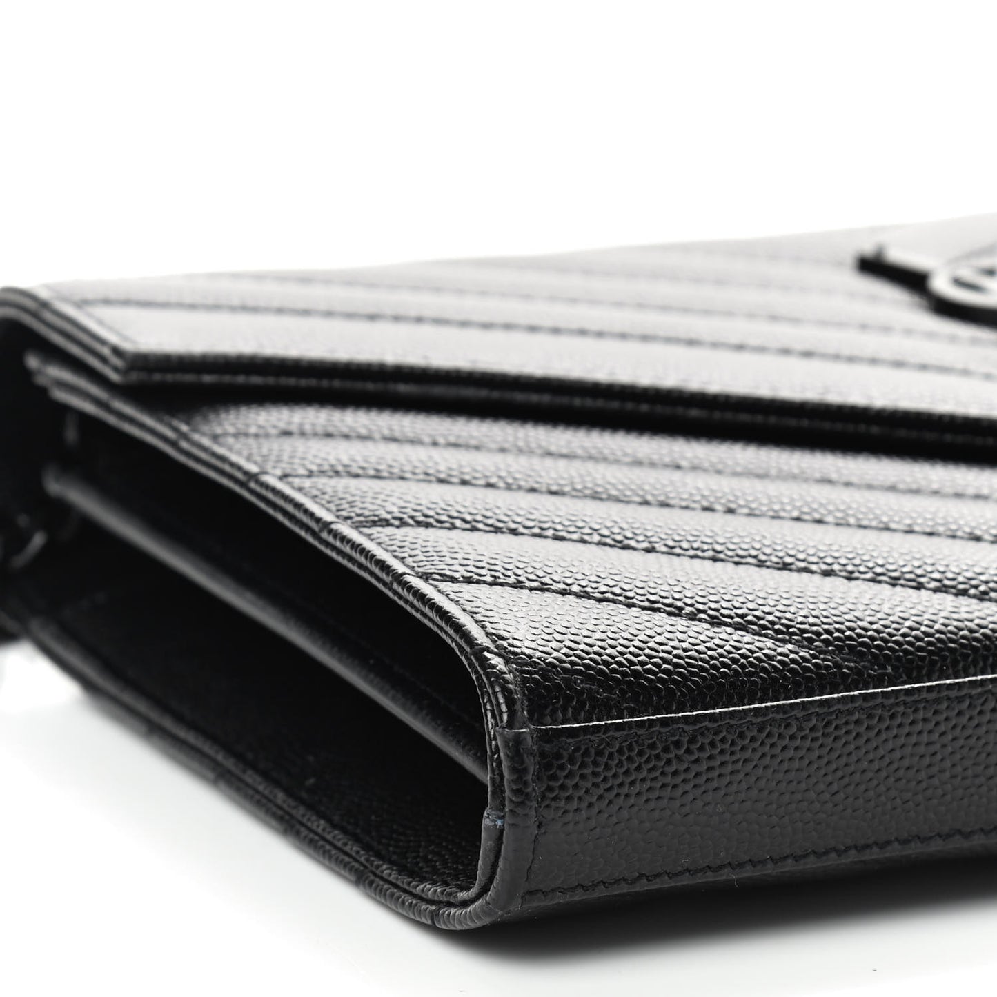 Grain De Poudre Matelasse Chevron Monogram Chain Wallet Black