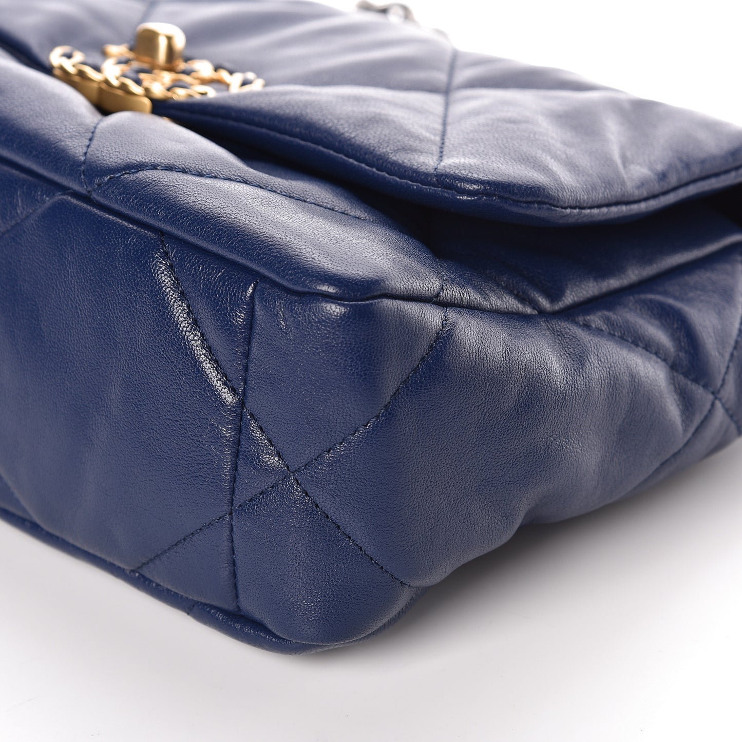 Goatskin Quilted Medium 19 Flap Dark Blue
