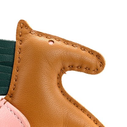 Hermes Milo Lambskin Grigri Rodeo Horse Bag Charm PM Sesame Malachite Rose Sakura 5 of 5
