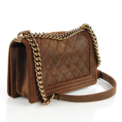 Chanel Nubuck Quilted Medium Boy Flap Brown 3 of 9