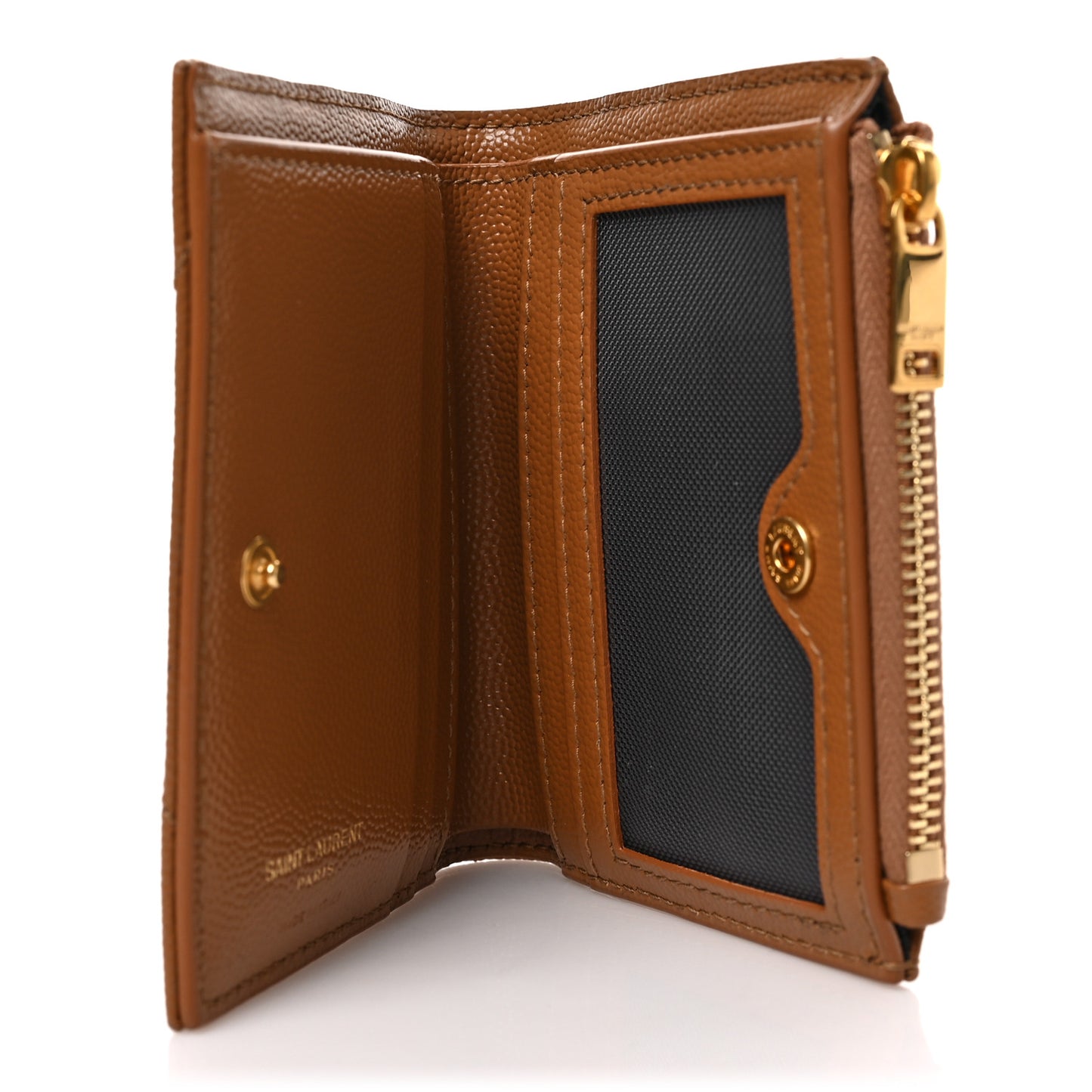 Grain De Poudre Matelasse Chevron Monogram Zipped Card Case Dark Natural