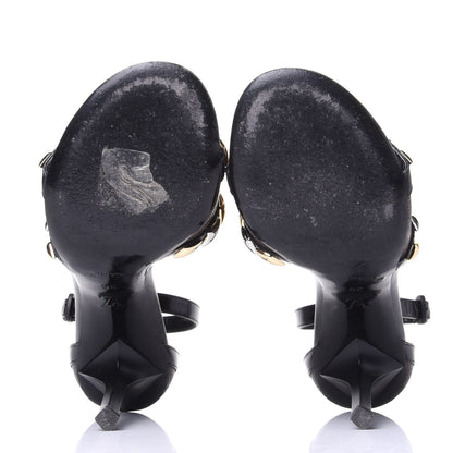 Louis Vuitton Calfskin Monogram Eldorado Heeled Sandals 36 Black 7 of 11
