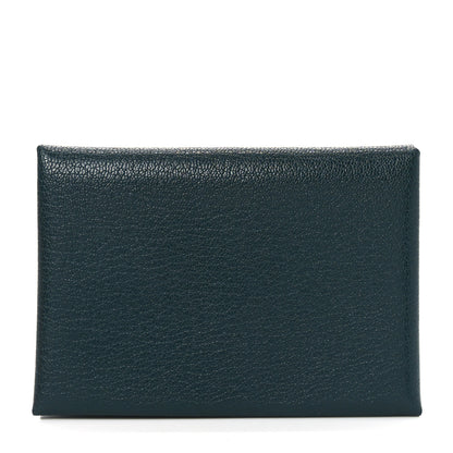 Hermes Chevre Chamkila Calvi Duo Card Case Vert Cypress 1 of 7