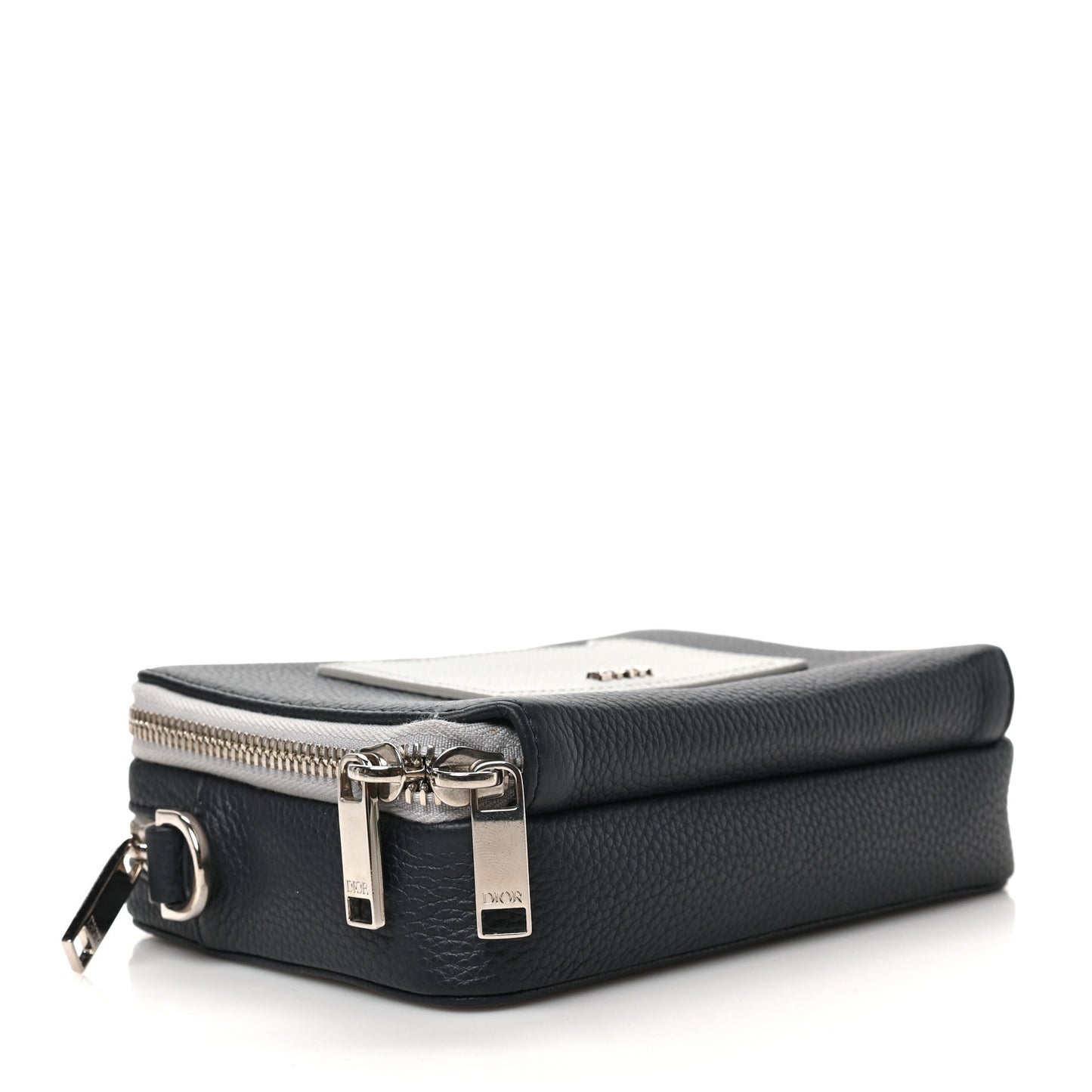 Calfskin Double Zip Crossbody Blue Grey