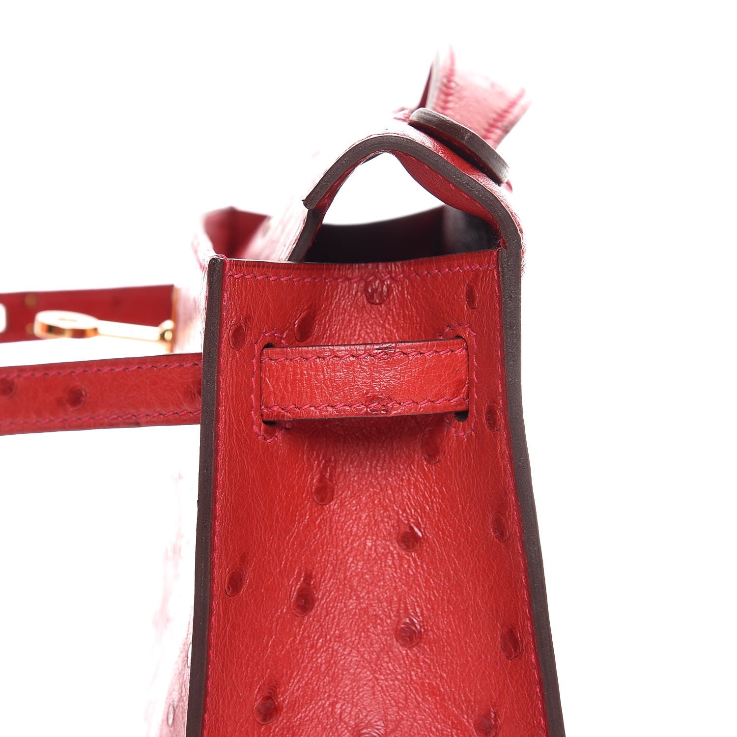 Hermes Ostrich Kelly Pochette Rouge Vif 15 of 35