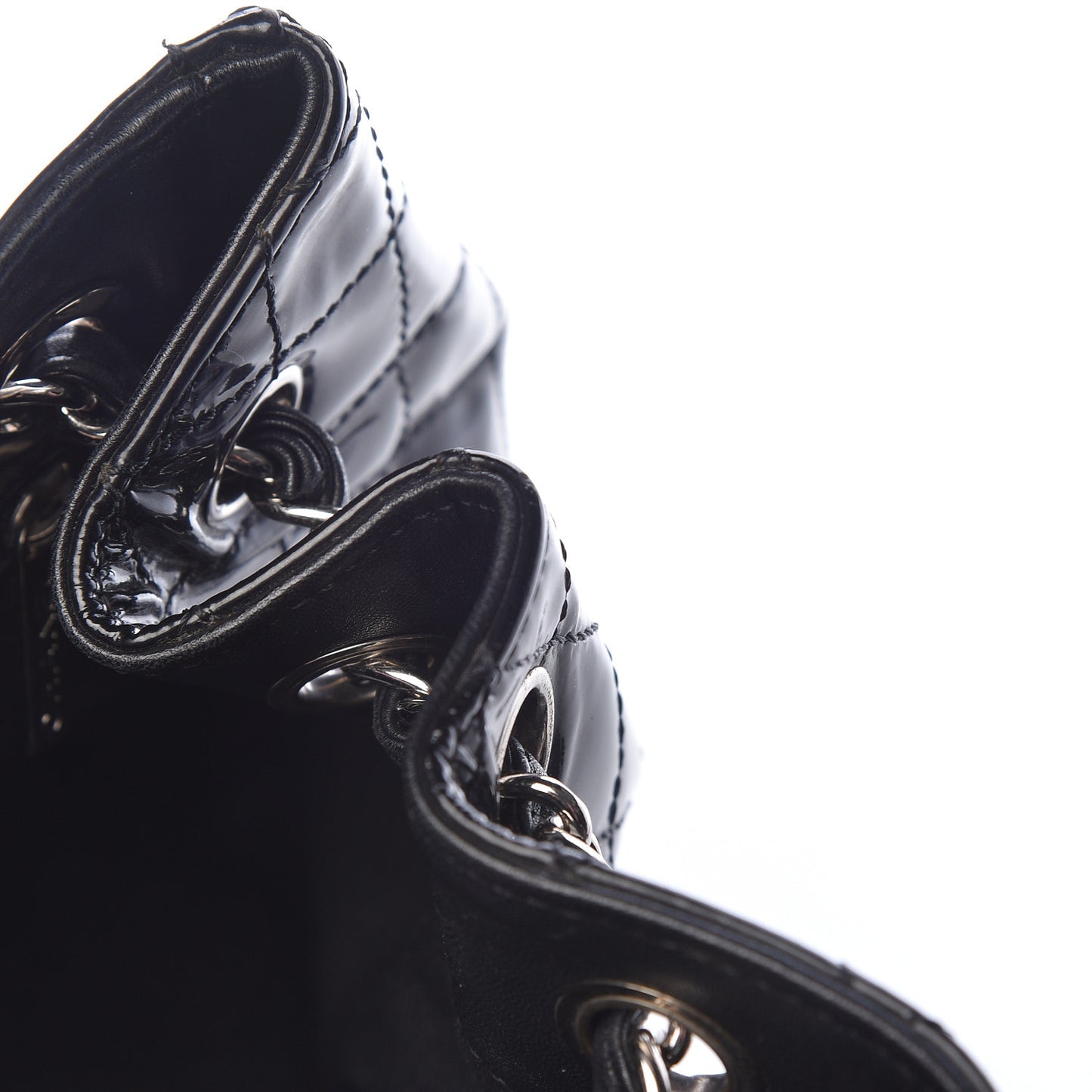 Patent Quilted CC Shoulder Bag Black