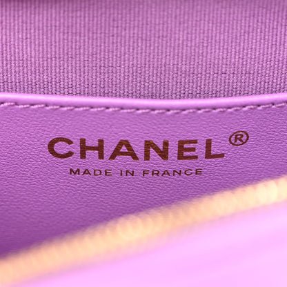 Chanel Lambskin Quilted CC Large In Love Heart With Chain Purple 6 of 11