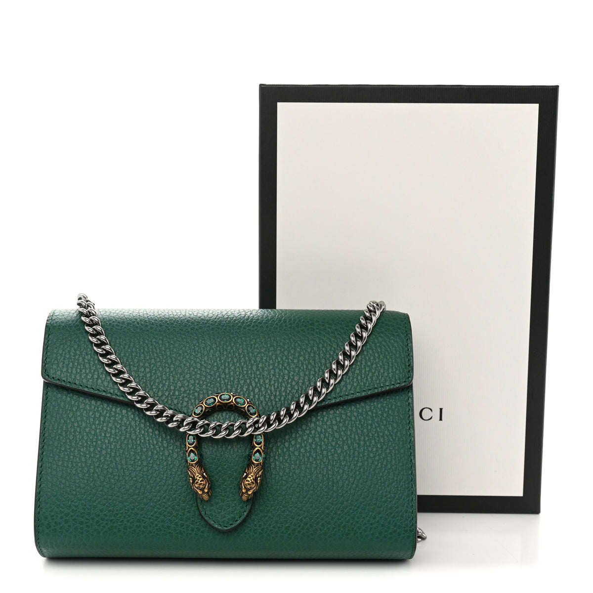 Gucci Calfskin Mini Dionysus Chain Wallet Emerald 11 of 11