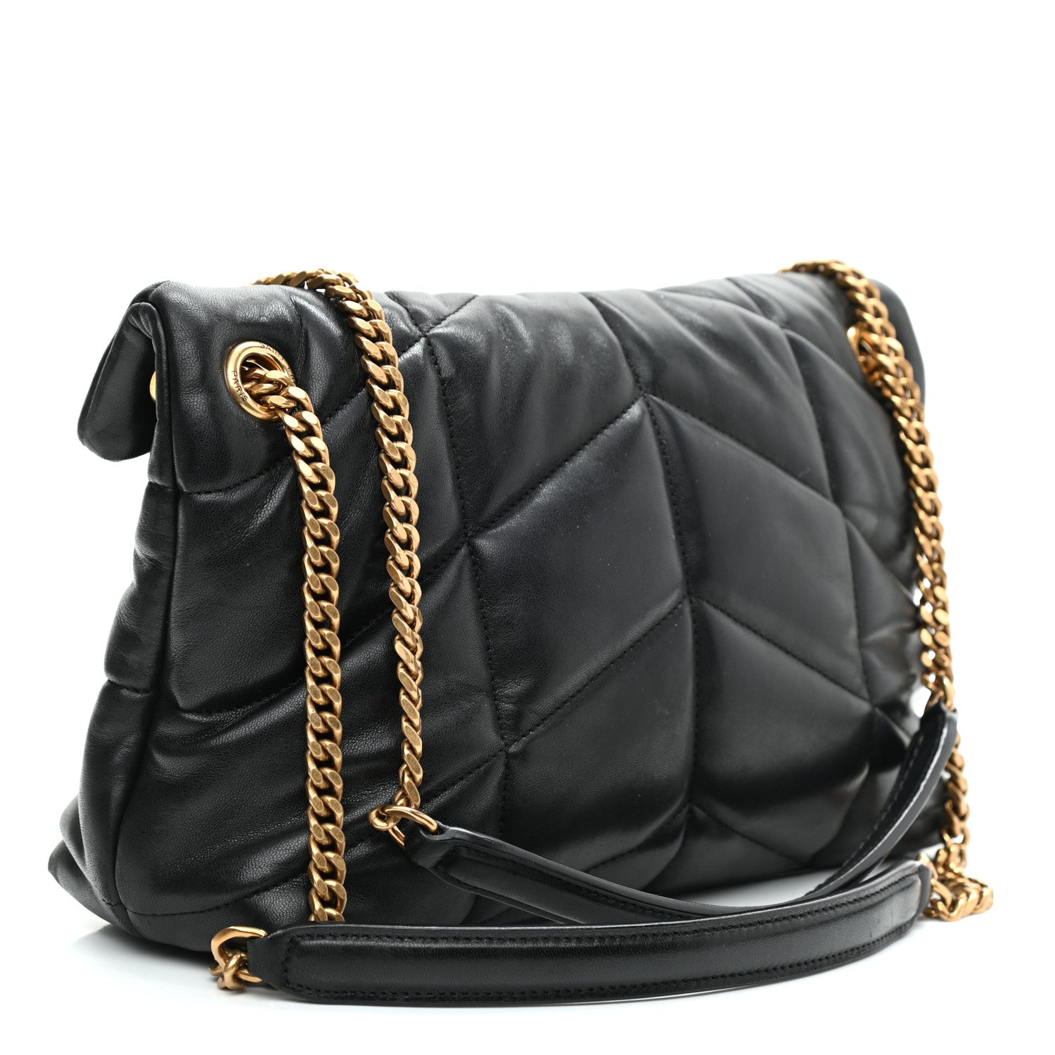 Saint Laurent Lambskin Quilted Small Loulou Puffer Monogram Chain Satchel Black 3 of 11