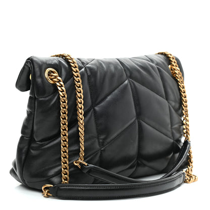 Saint Laurent Lambskin Quilted Small Loulou Puffer Monogram Chain Satchel Black 3 of 11