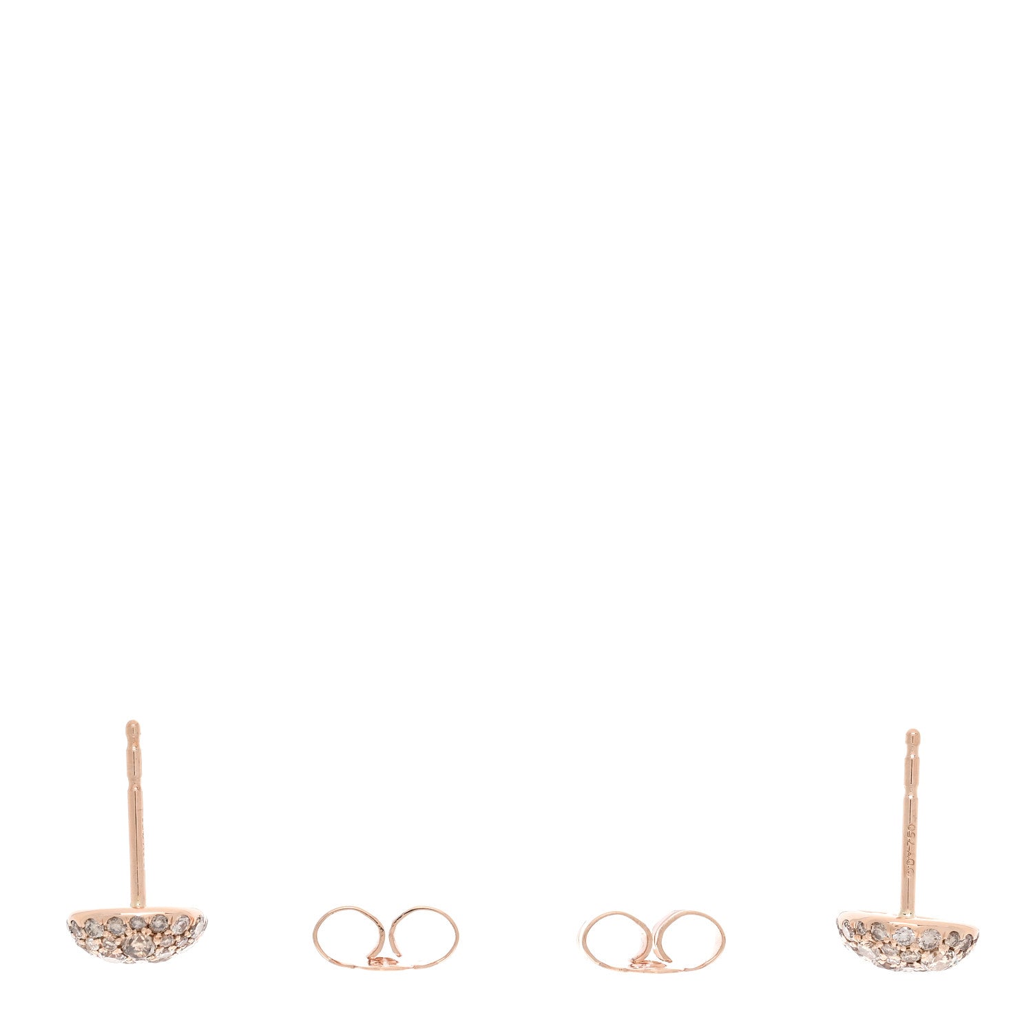 David Yurman 18K Rose Gold Cognac Diamond 8mm Cushion Stud Earrings 3 of 4