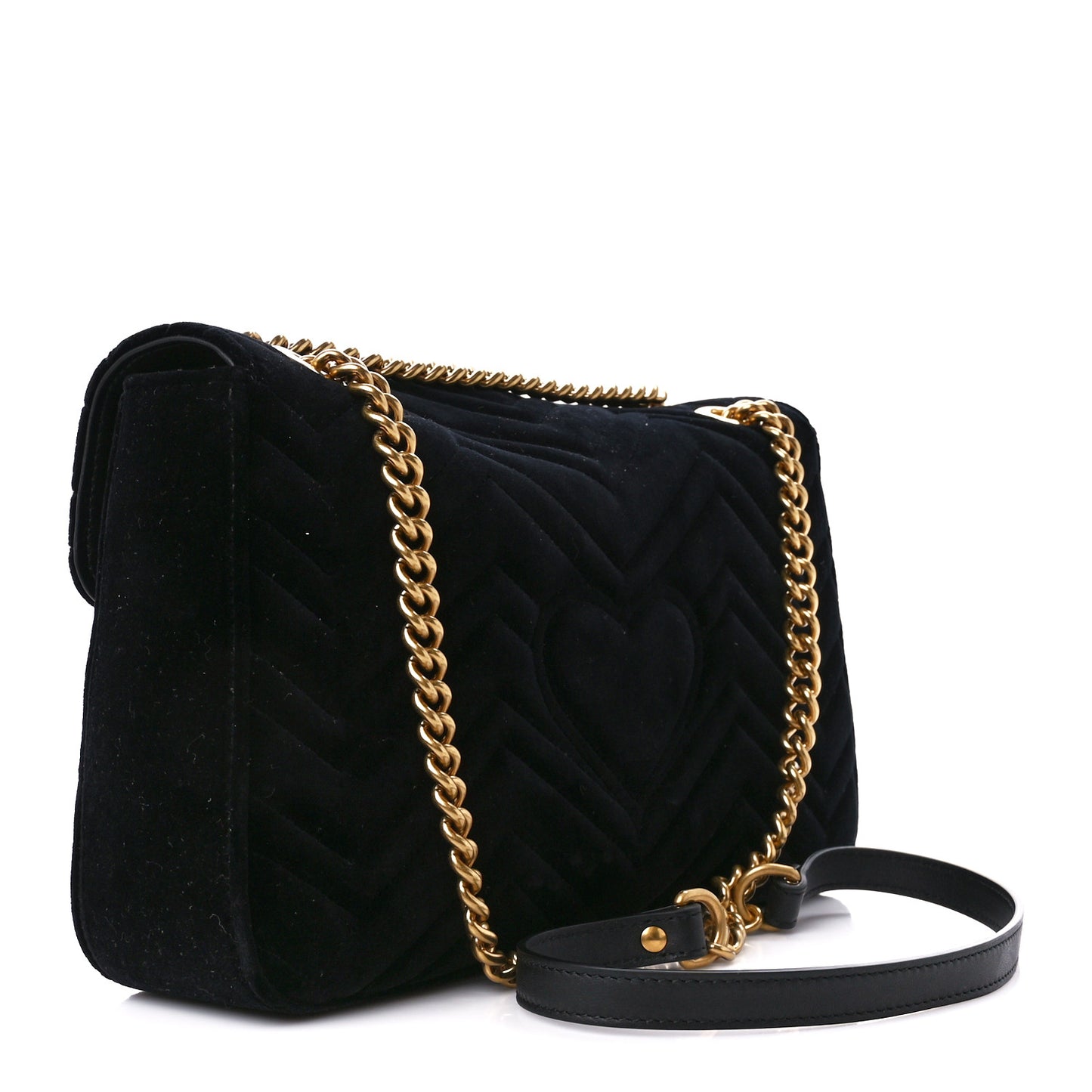 Velvet Matelasse Medium GG Marmont Shoulder Bag Black