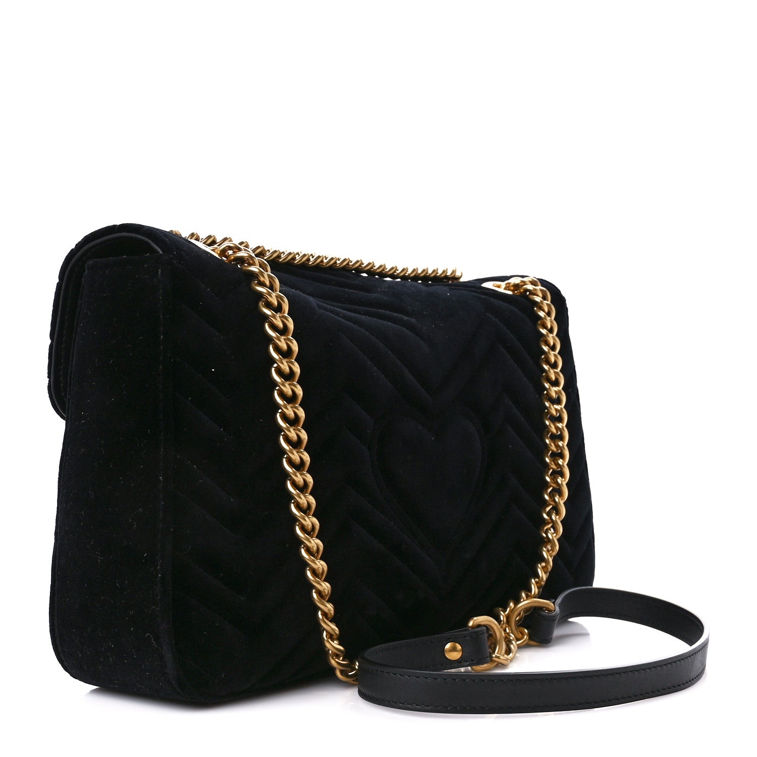 Gucci Velvet Matelasse Medium GG Marmont Shoulder Bag Black 3 of 11