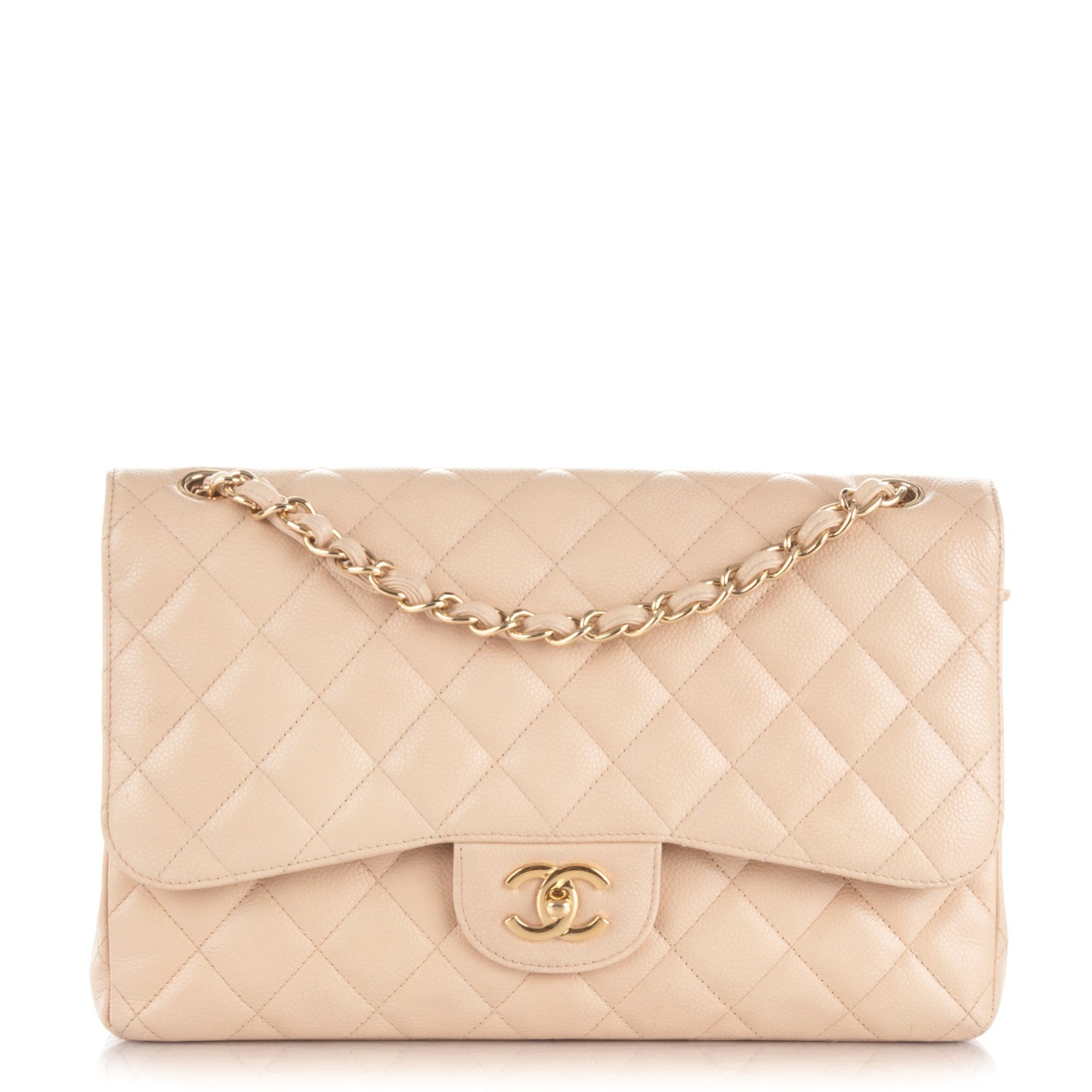Chanel Caviar Quilted Jumbo Double Flap Beige Clair 1 of 9