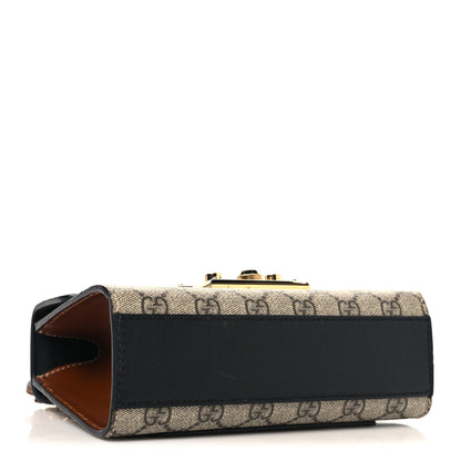 Gucci GG Supreme Monogram Calfskin Small Padlock Shoulder Bag Beige Black Cuir 4 of 12