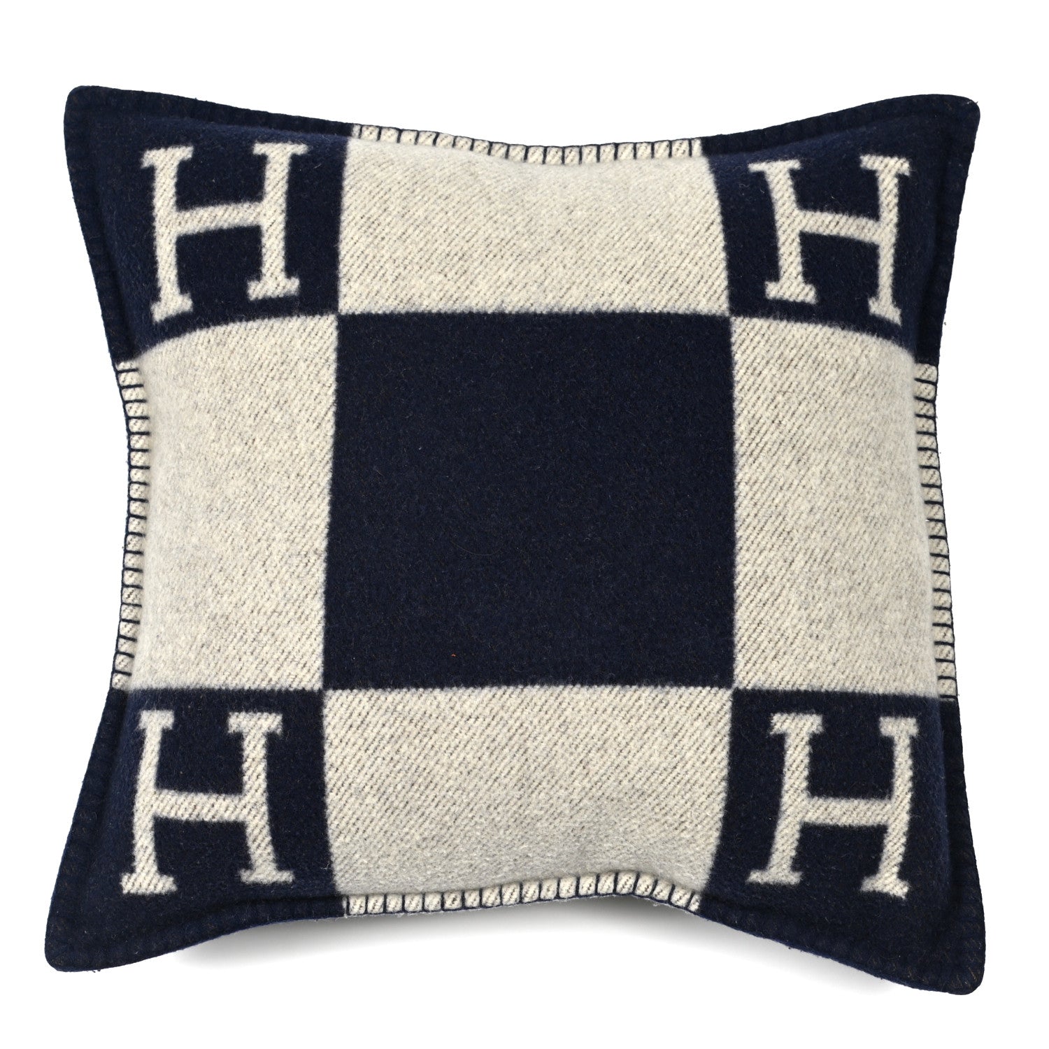 Hermes Wool Cashmere Avalon Pillow GM Ecru Gris Fonce 1 of 3