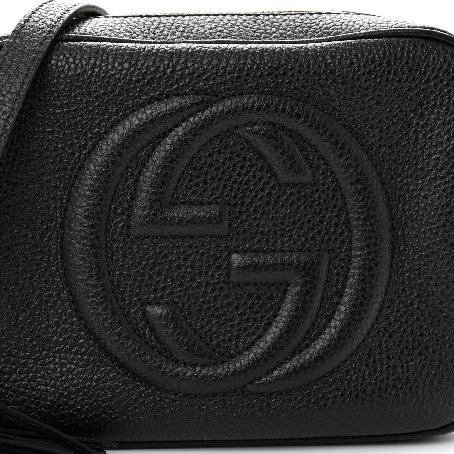 Pebbled Calfskin Small Soho Disco Bag Black