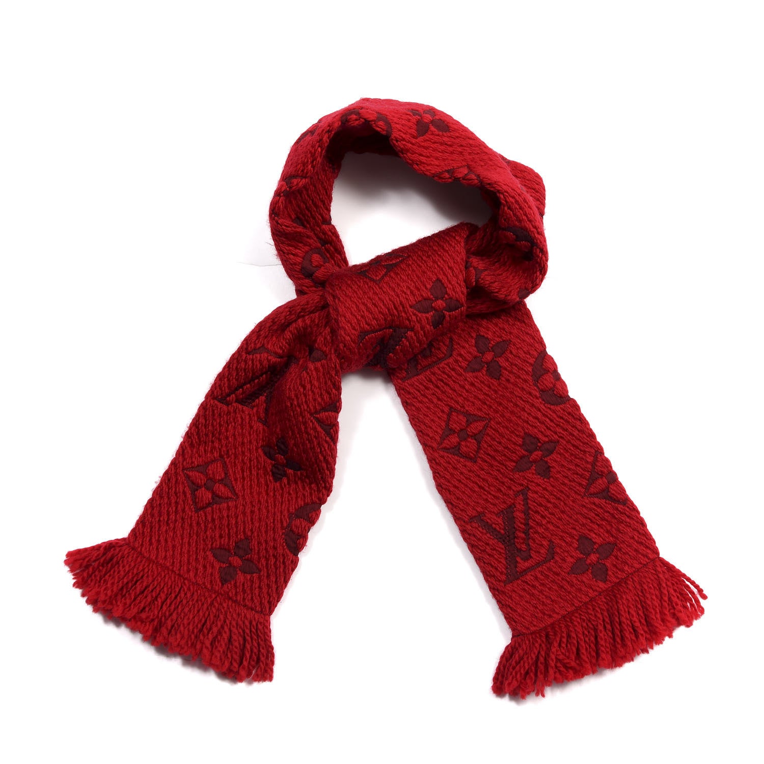 Louis Vuitton Wool Silk Logomania Scarf Rubis 1 of 3