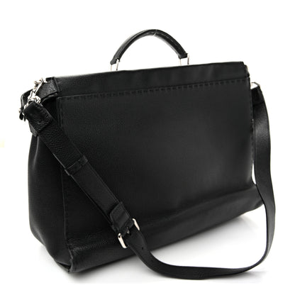 Fendi Cuoio Romano Selleria Metal Stitch Large Mens Peekaboo Iconic Essential Satchel Black 3 of 12