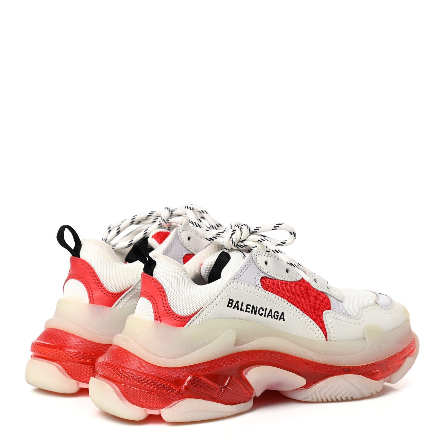 Fabric Mesh Clear Sole Womens Triple S Sneakers 36 White Red