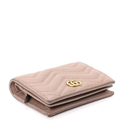 Gucci Calfskin Matelasse GG Marmont Card Case Wallet Porcelain Rose 4 of 8