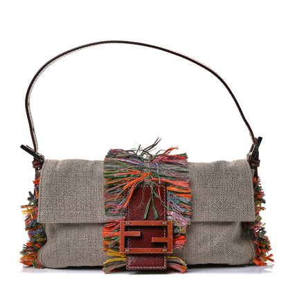 Fendi Linen Straw Baguette Natural Multicolor 1 of 4