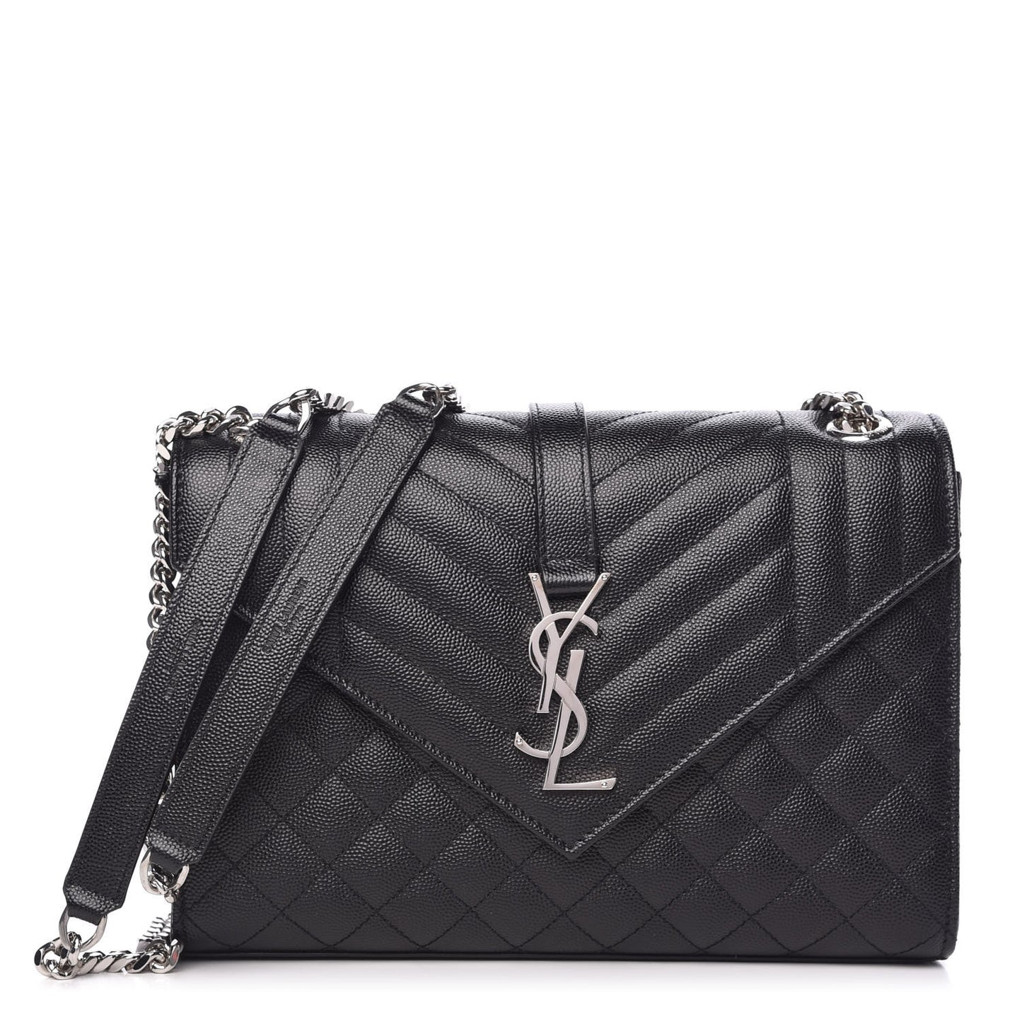 Grain De Poudre Textured Mixed Matelasse Triquilt Medium Monogram Satchel Black