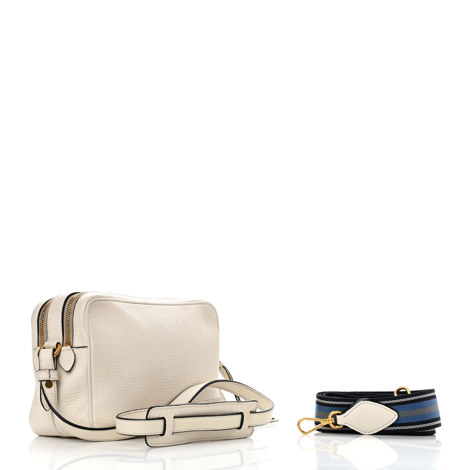 Prada Vitello Daino Medium Double Zip Shoulder Bag White 3 of 14