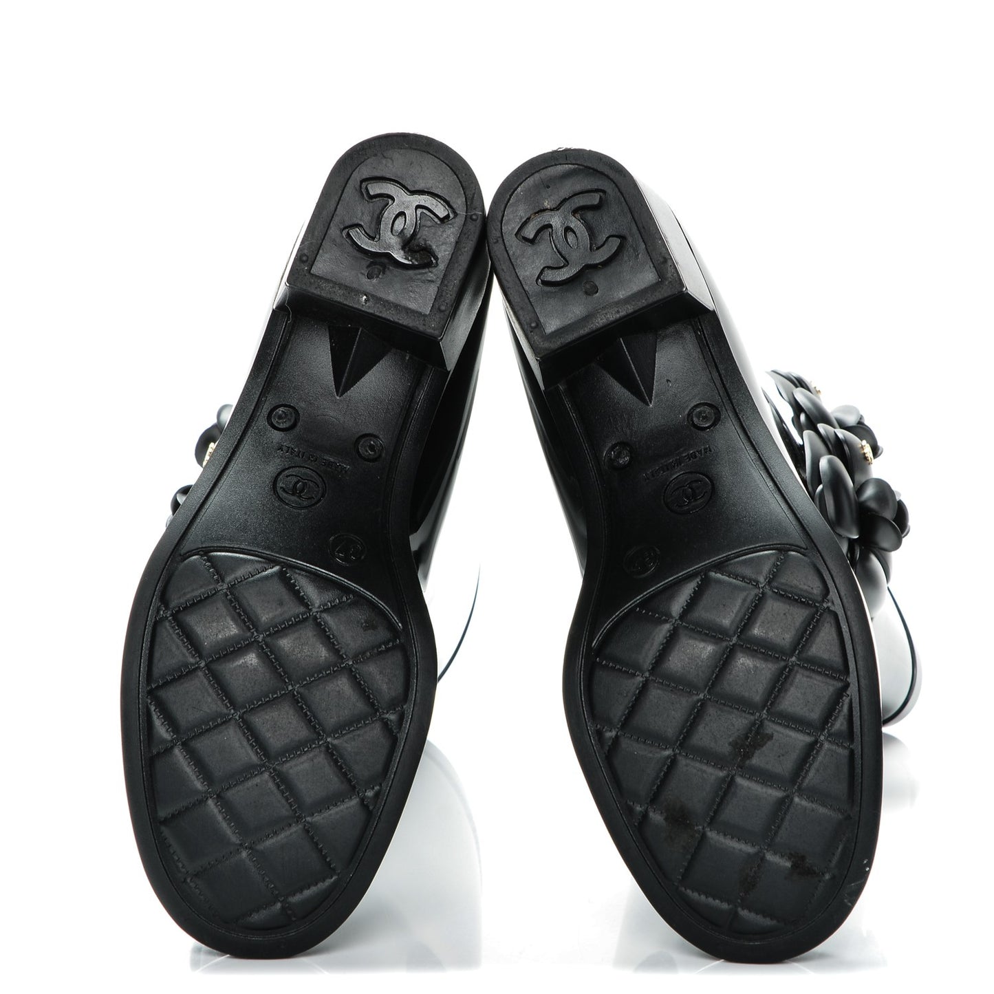 Rubber Camellia Rain Boots 37 Black