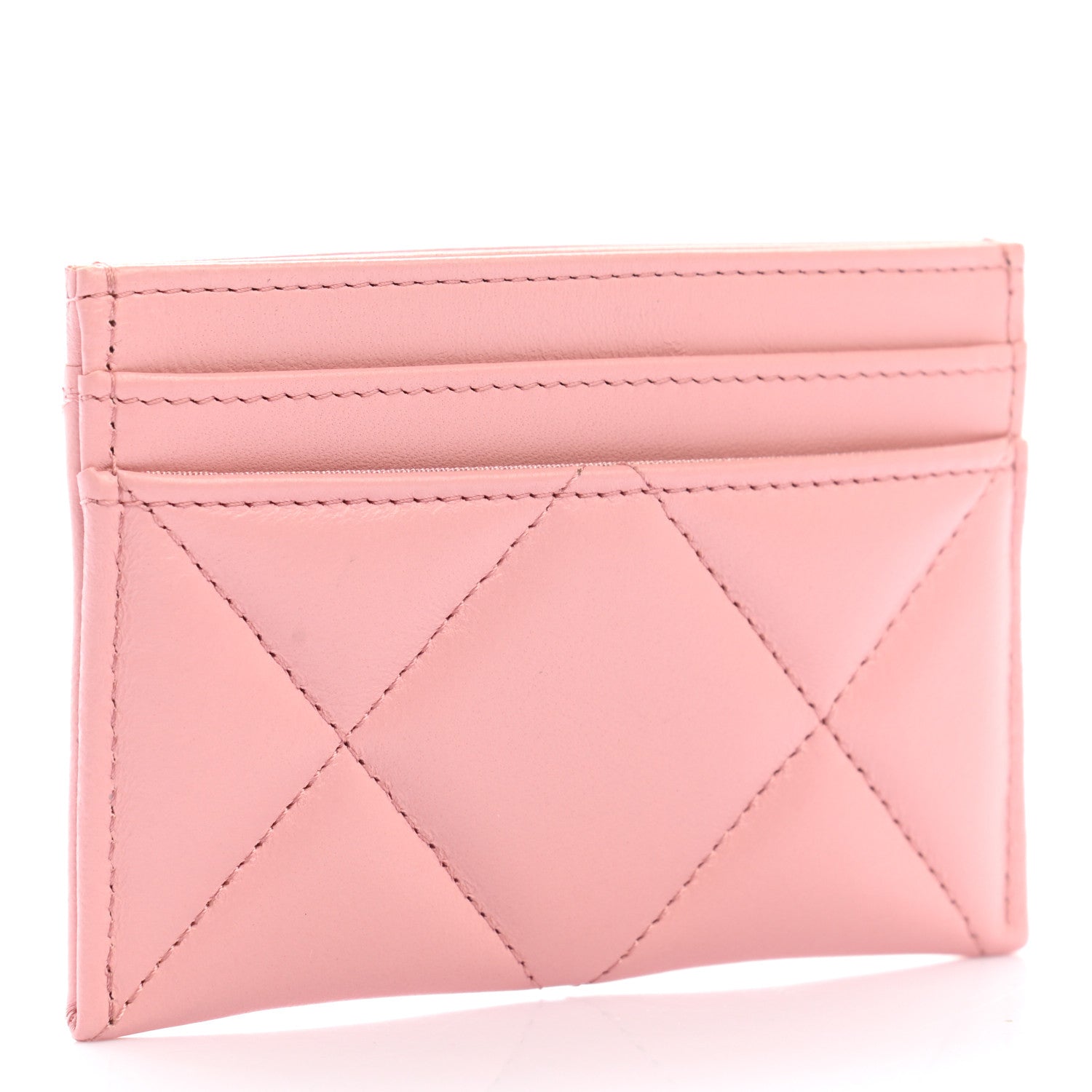 Chanel Lambskin Quilted Chanel 19 Card Holder Light Pink 3 of 8