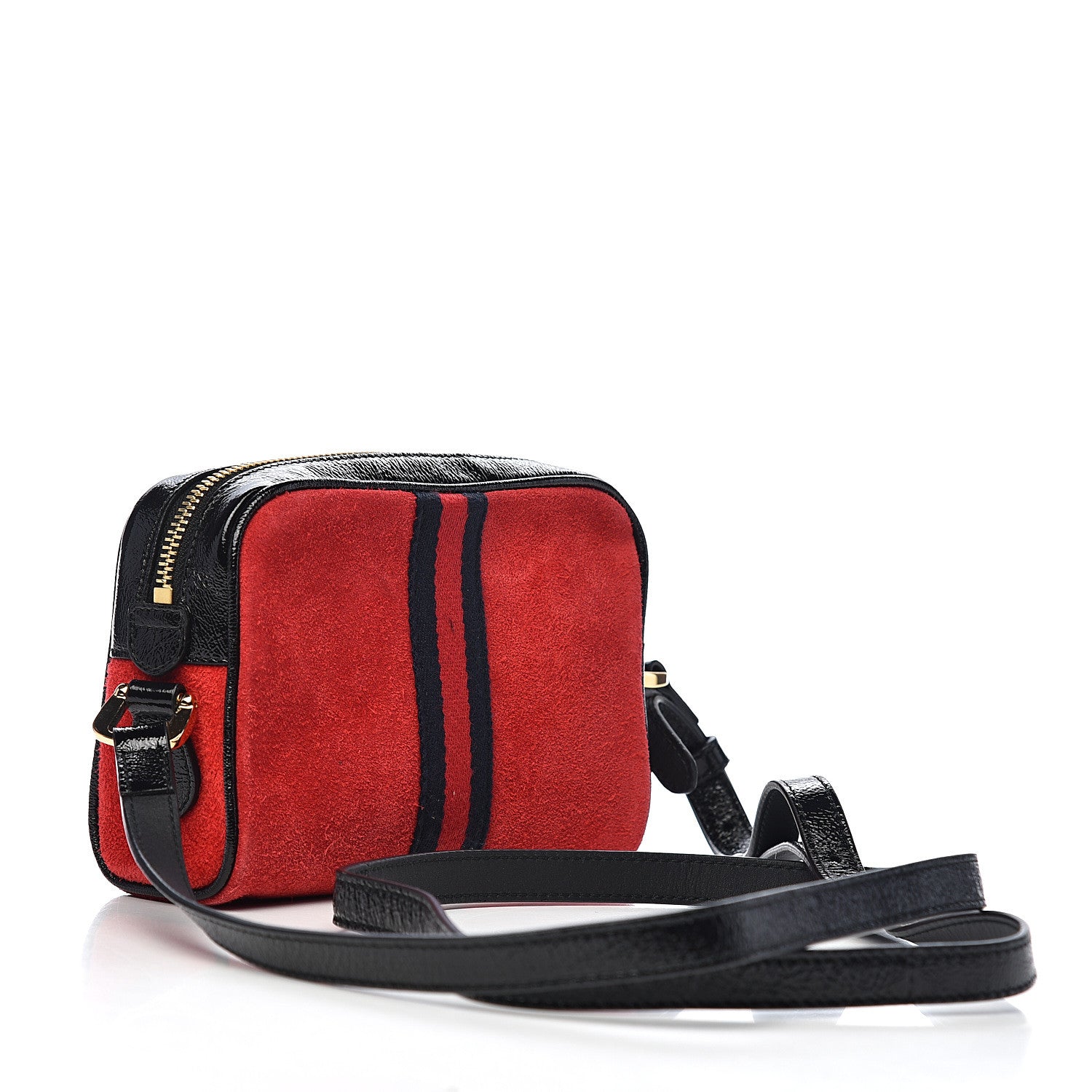 Gucci Suede Patent Web Mini Ophidia Shoulder Bag Red 3 of 12