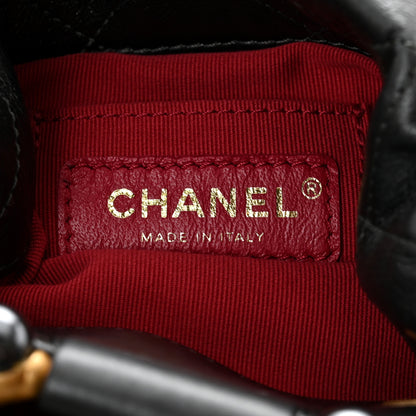 Chanel Metallic Lambskin Quilted Pearl Crown Drawstring Bag Anthracite 6 of 11