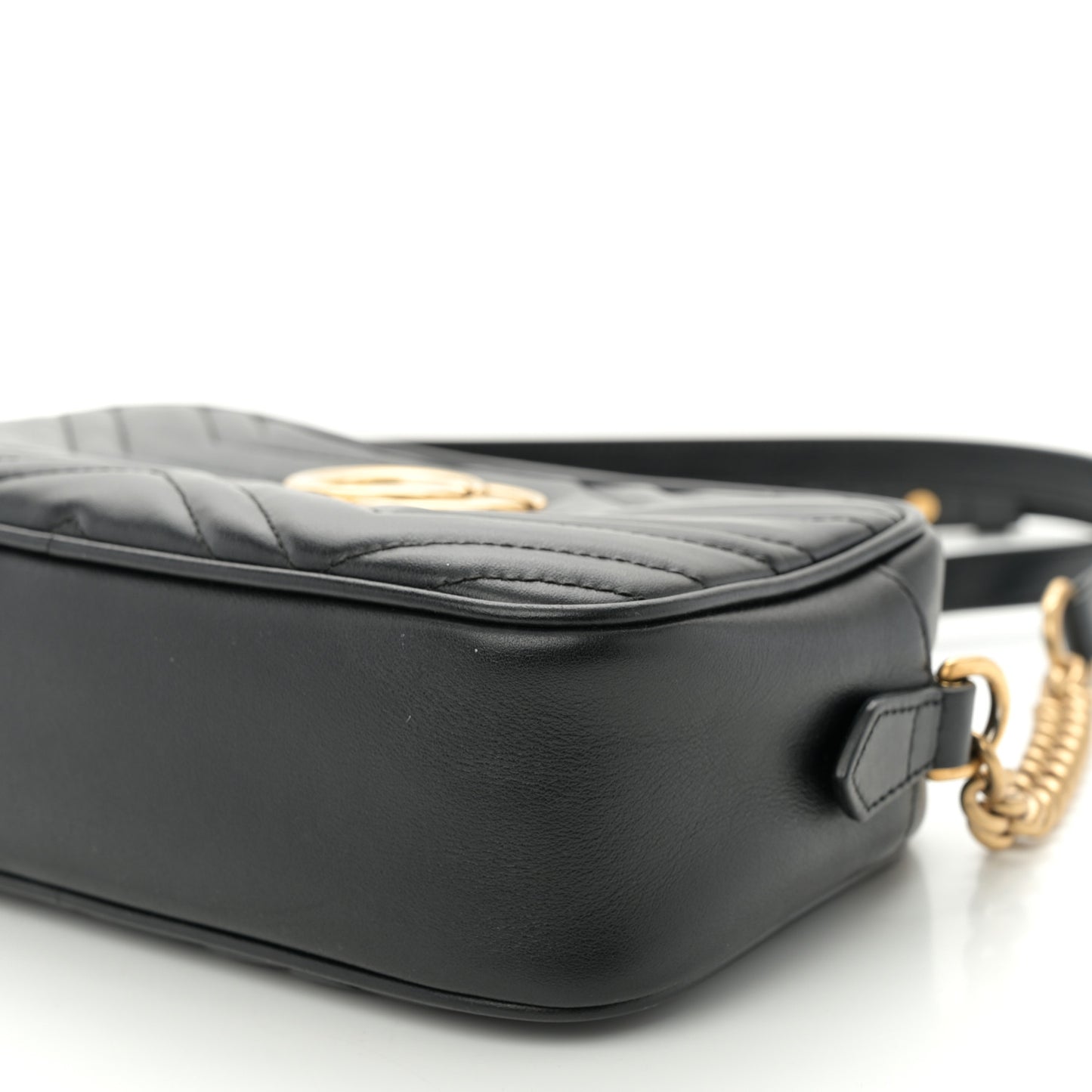 Calfskin Matelasse Small GG Marmont Chain Shoulder Bag Black