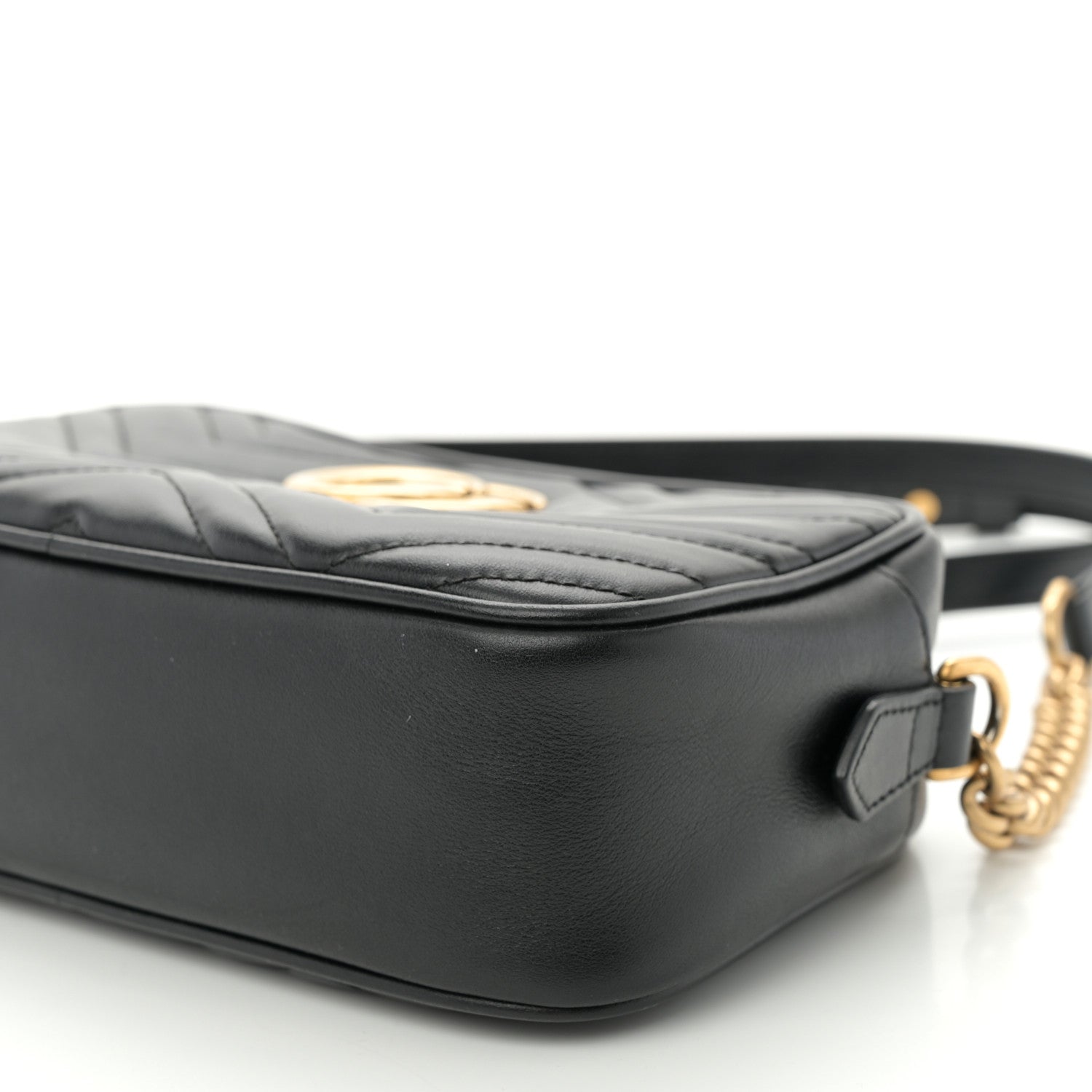 Gucci Calfskin Matelasse Small GG Marmont Chain Shoulder Bag Black 10 of 12