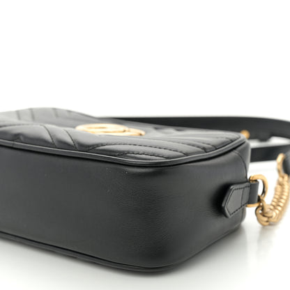 Gucci Calfskin Matelasse Small GG Marmont Chain Shoulder Bag Black 10 of 12
