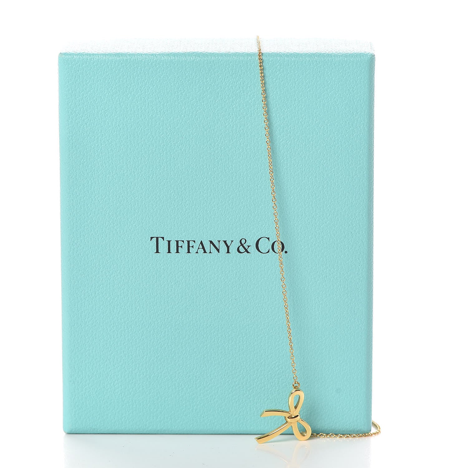 Tiffany 18K Yellow Gold Mini Bow Pendant Necklace 7 of 7