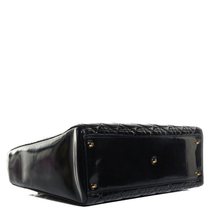 Christian Dior Vintage Patent Cannage Large Lady Dior Black 4 of 9