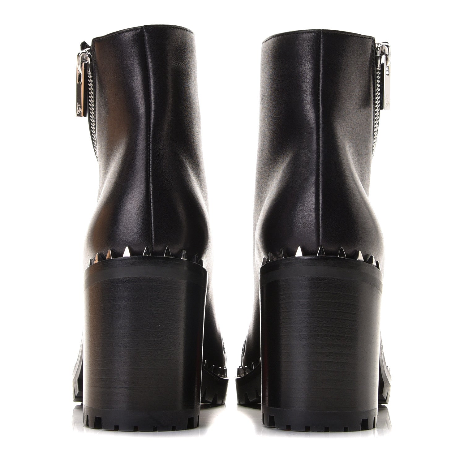 Christian Louboutin Calfskin Spikes Birgitta Lug 70 Zip Around Ankle Boots 35 Black 9 of 12