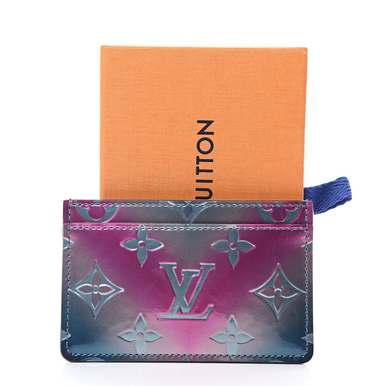 Louis Vuitton Metallic Vernis Card Holder Blue Pink 7 of 7