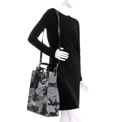 Valentino Garavani Felt Camouflage Rockstud Vertical Tote Grey 2 of 8