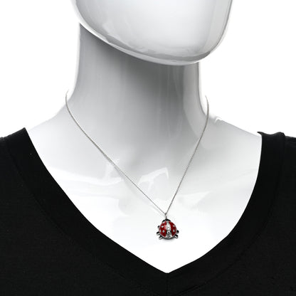 Tiffany Platinum Diamond Enamel Ladybug Pendant Necklace Red Black 2 of 5