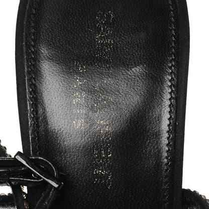 Saint Laurent Crepe Satin Strass Opyum 110 Sandals 39.5 Black 9 of 12