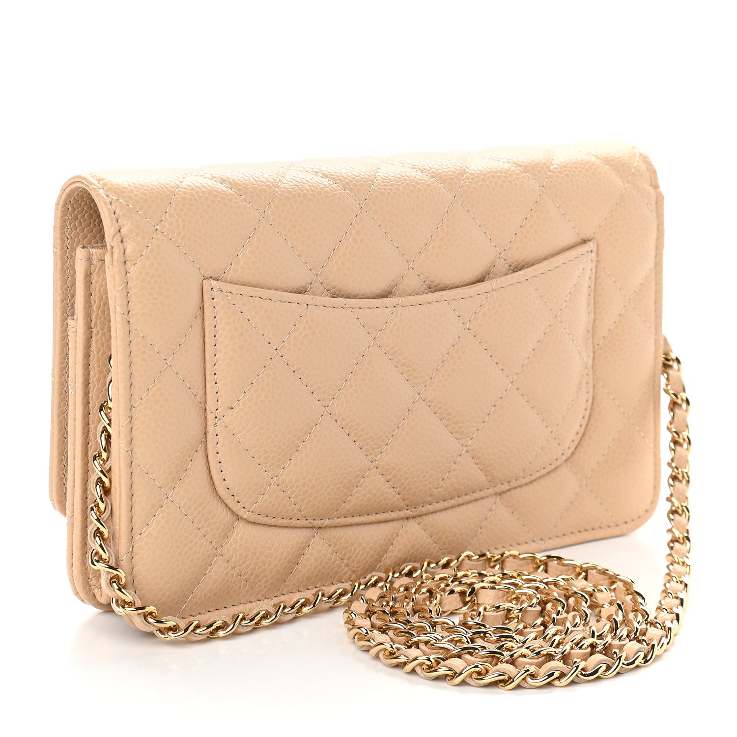 Chanel Caviar Quilted Wallet On Chain WOC Beige 3 of 10