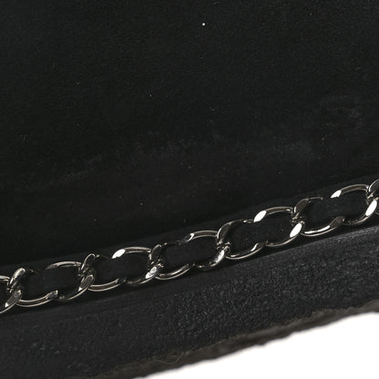 Chanel Kid Suede Shearling Womens Cap Toe Chain Short Boots 38 Black 13 of 13