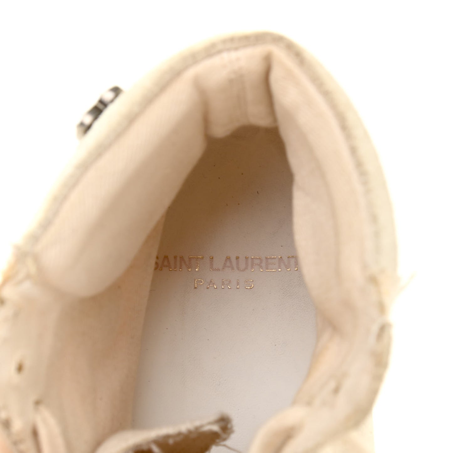 Distressed Canvas Smoking Forever High Top Sneakers 35.5 Milk Panna